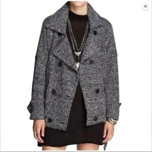 Free People slouchy textured wool blend coat tweed small